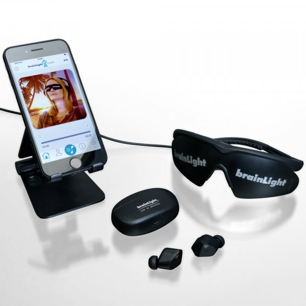 brainLight-Shiatsu-Massagesessel und brainLight relaxStation-Säule